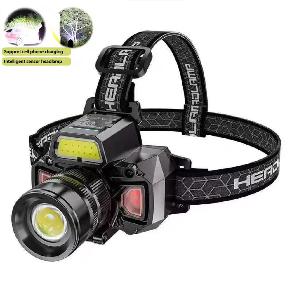 

Durable High-power Sensor Headlamp Five Lighting Modes Super Bright Head Lamp Waterproof Rechargeable LED Headlamp Camping