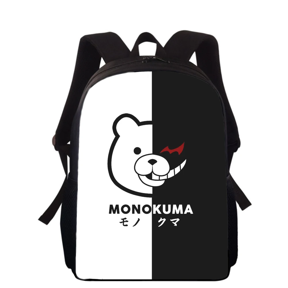 Детский рюкзак Danganronpa Monokuma с 3D-принтом 15 дюймов, ранцы для учеников, школьные книжные сумки для детей