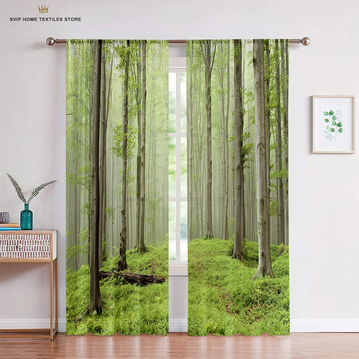 Window Blinds Curtains for Living Room, Forest Jungle Tree, Natural Scenery, Landscape, Thin, Waterfall, Kitchen, Bedroom,