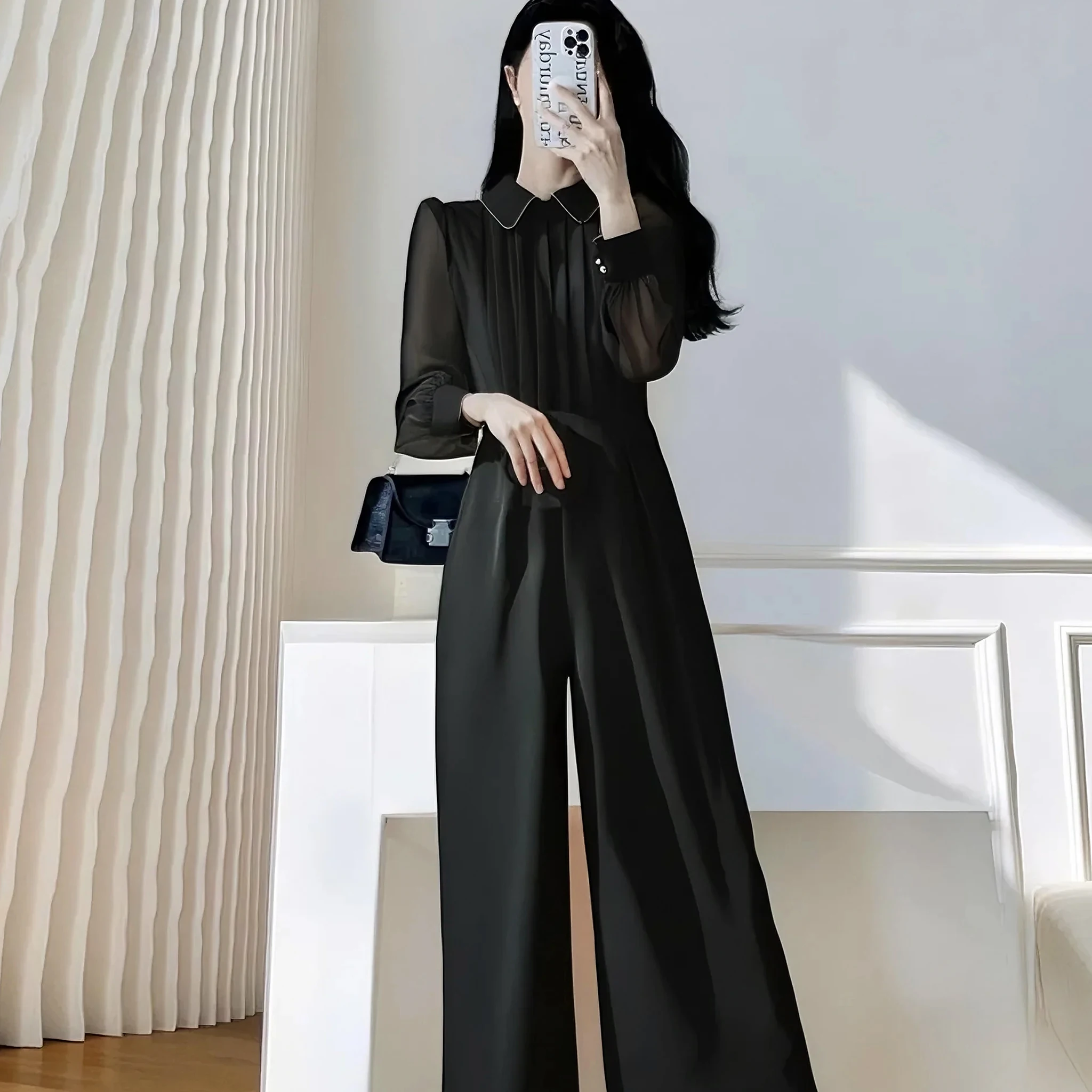 Combinaison amincissante taille haute, pantalon à jambes larges, costume une pièce pour femme, D363, nouvelle collection automne, vêtements pour femmes