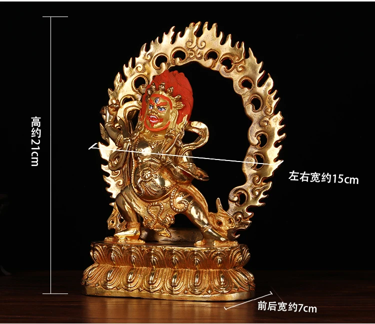 Temple 22cm large# GOOD Buddha # bless family home efficacious Buddhist Vajrapani vajra gilding statue