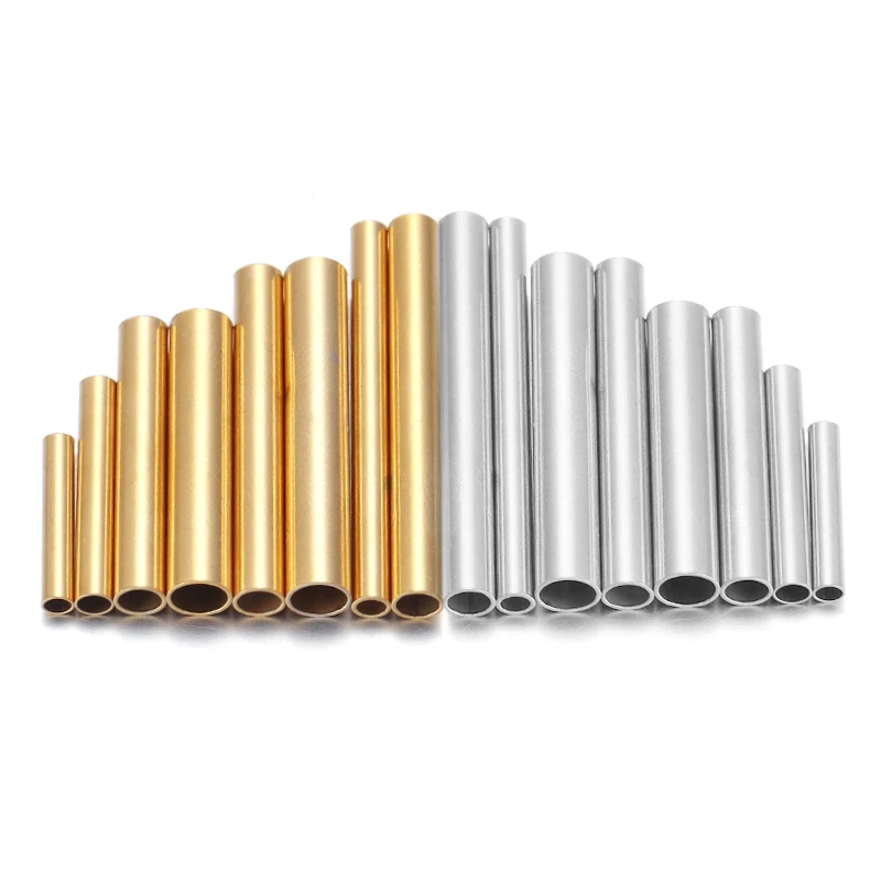 10Pcs Stainless Steel Straight Tube Gold Color Multi Size High Quality Tube For Bracelet Necklace Connector DIY Jewelry Making