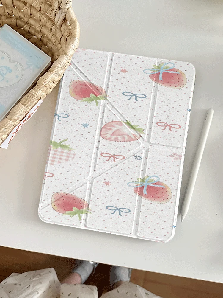 Cute Sweet Strawberry Bow Tablet Case for Honor X8A X9 X8 Pro V9 V8Pro 8 9 10 Pro GT Pro MagicPad2 11 11.5 12 12.1 12.3