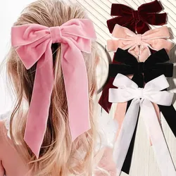 Korean Minimalist Premium Feel Elegant Bow Ribbon Velvet Hair Clip Simple Plush Butterfly Princess Hairpin Girl Hair Accessoires