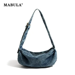 MABULA regulowany pasek jeansowa damska pojedyncza torba na ramię Vintage y2k Crossbody torba typu Hobo Retro Sling podróżna torebka na telefon