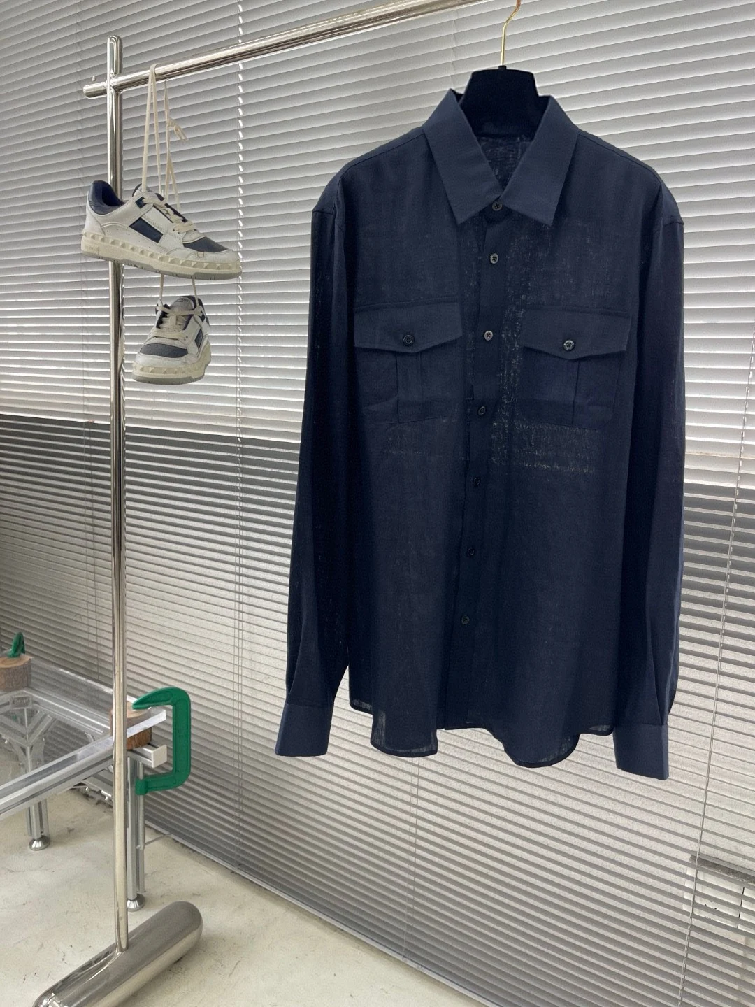 

Italian LP old money style light luxury 25 summer high version 100% linen long sleeve business casual tooling shirt