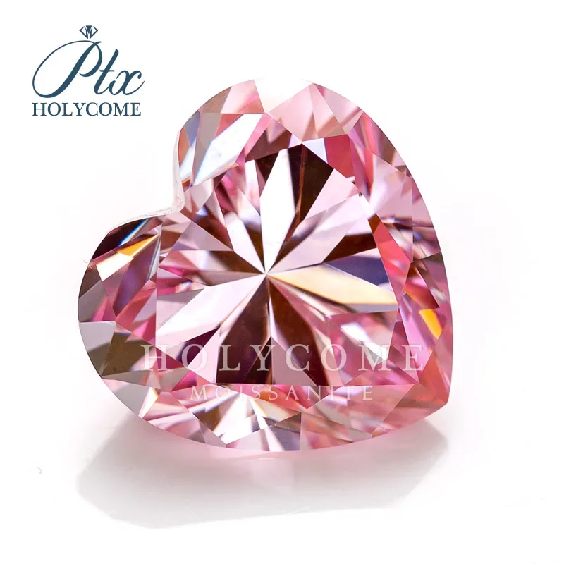 

PTX GRA Heart Shape Pink Color Crushed Ice Cut Loose Moissanite Diamond Test Positive VVS1 Clarity for Jewelry Ring Making Beads