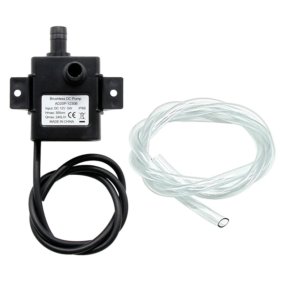 Small Water Pump, 12V DC Silent Water Cooled Brushless Cooling Water Pump Waterproof Centrifugal Pump for Pet / Pond Etc