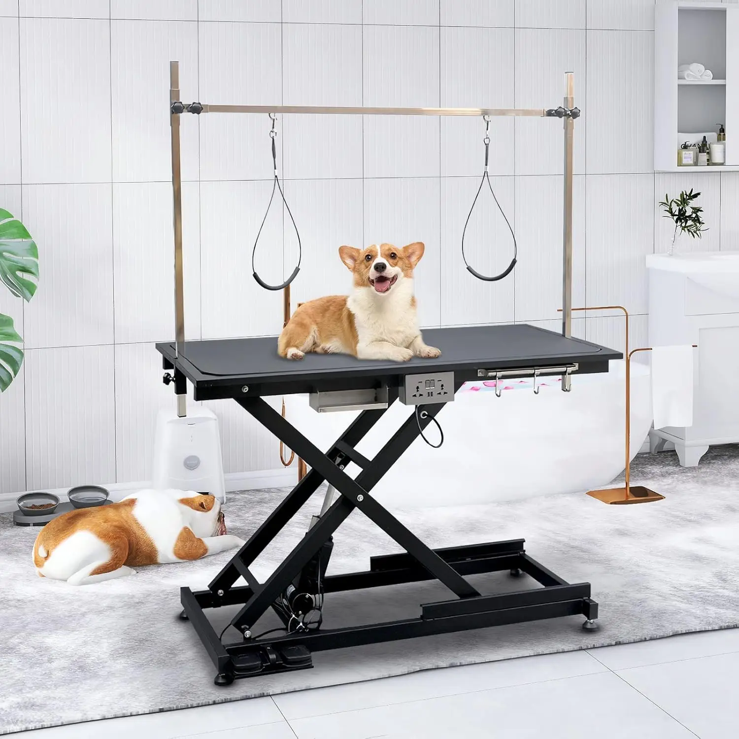 49.6” Electric Lift Pet Dog Grooming Table,Heavy Duty Electric Grooming Table for Dogs&Cats,Heavy Duty Height Adjustable