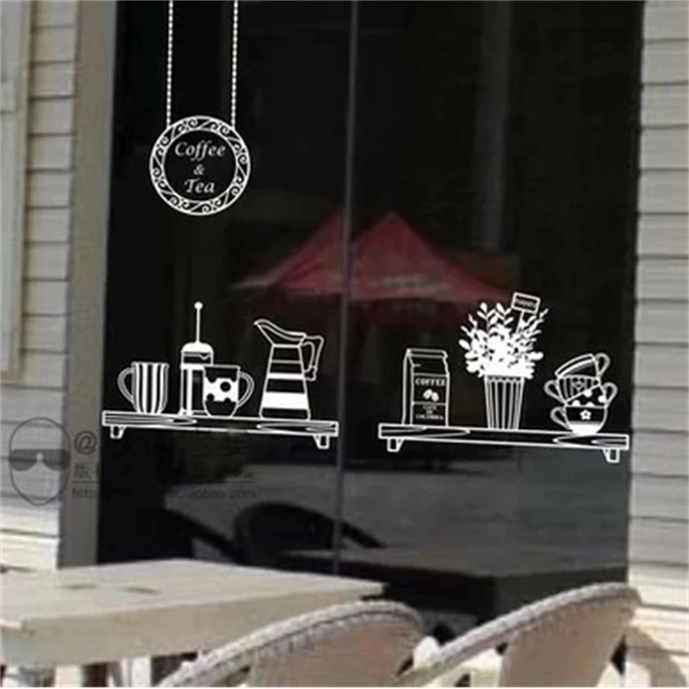 

Coffee Tea Bake Shop Store Glass Wall Window Sticker Service Tips Banners Store Adhesive Advertising Poster Wall Sticker