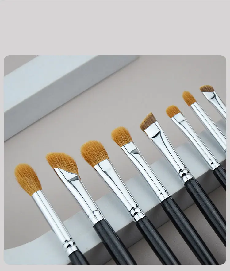 8pcs/set Goat Hair Basic Eyeshadow Makeup Brushes Eye Liner Make up Brush Bevel Shadow Contour Marten hair cosmetic tools