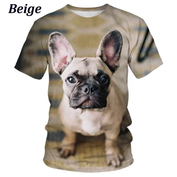 2024 Summer Fashion Comfortable 3D T-shirt Cute French Bull Dog 3d Short Sleeve for Both Men and Women Tops