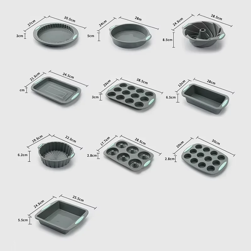 Silicone Fluted Cake Pans Non-Stick Kitchen Oven Baking Pans Easy Release Oven Cake Molds with Muffin Pan Donut Pan Loaf Pan