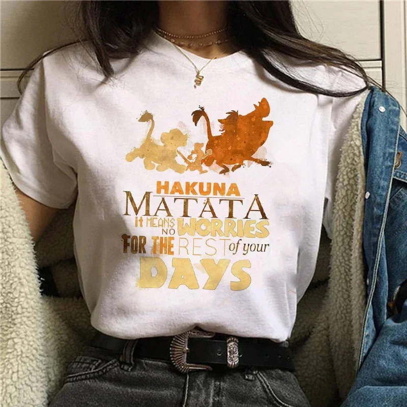 New Kawaii Disney Hakuna Matata Cute Women T Shirt Harajuku 90s The Lion King T-shirt Cartoon Tshirt Graphic Top Tees Female