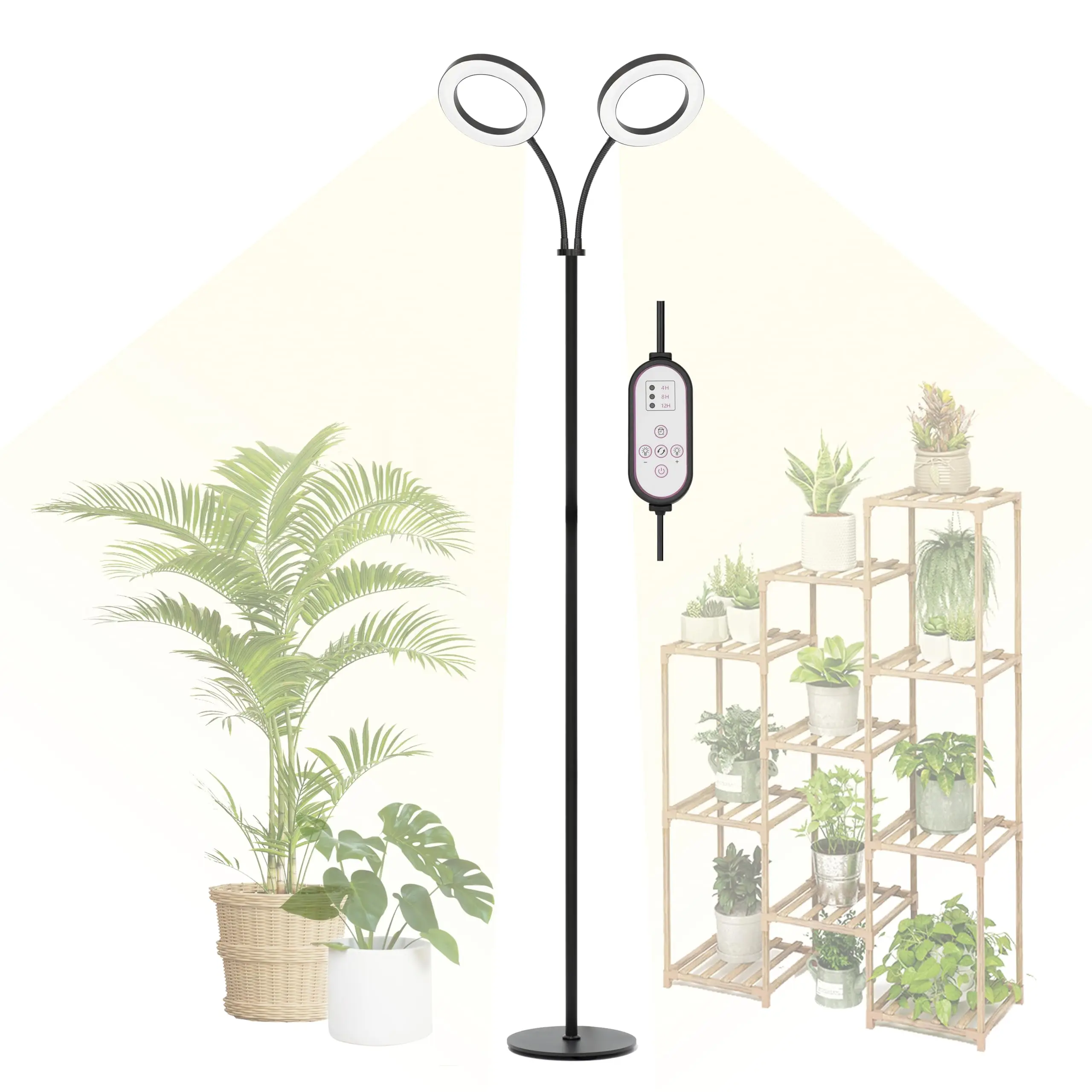 Double-headed High-pole Grow Light for Indoor Plants,Full Spectrum LED Plant Lights with Stand,Adjustable Height and Brightness