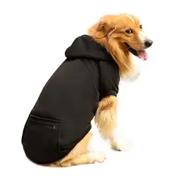 Dog Hoodie Sweatshirt Back Pocket Warm Outdoor Dog Sweater With Hat And Leash Hole With Drawstring Cotton Clothing For Large Dog