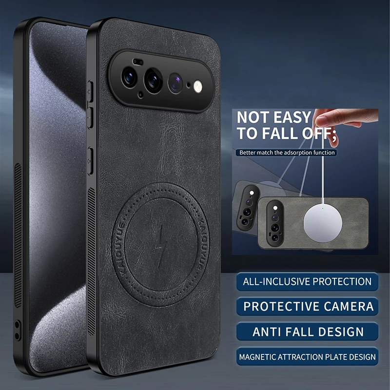 Funda magnética de cuero con textura para Google Pixel 11, 10, 9, 8, 7, 6 Pro, para Google Pixel 11 Pro XL, 10 Pro XL, 9 Pro XL, 9A, 8A, 7A, 6A