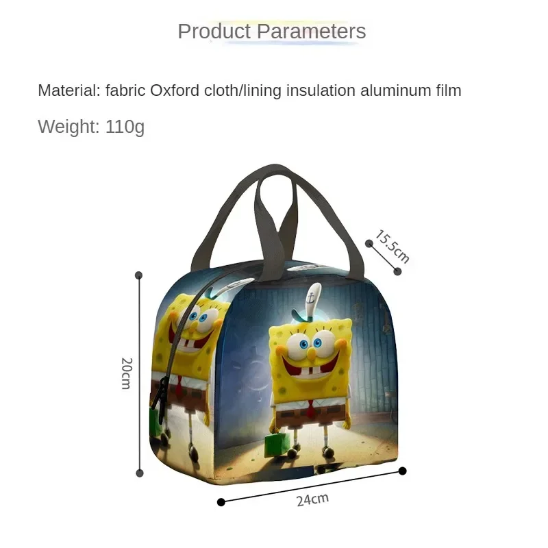 SpongeBob Lunch Bag Insulated Anime Students Small Tote Pack Food Picnic Bags Kids Cartoon Cute Boys Girls School Bento Box Bag