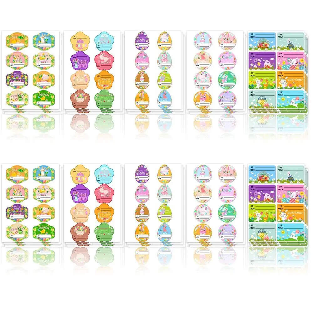 Creative Multicolor Easter Rabbit Sticker Paper Rabbit Sticky Label Packing DIY Easter Egg Decals Easter