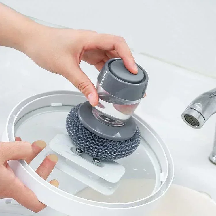 

Kitchen Tools Dish Bowl Cleaning Brush Soap Dispenser Liquid Adding Pot Brush Sponge Dishwasher Brush Convenience Accessories