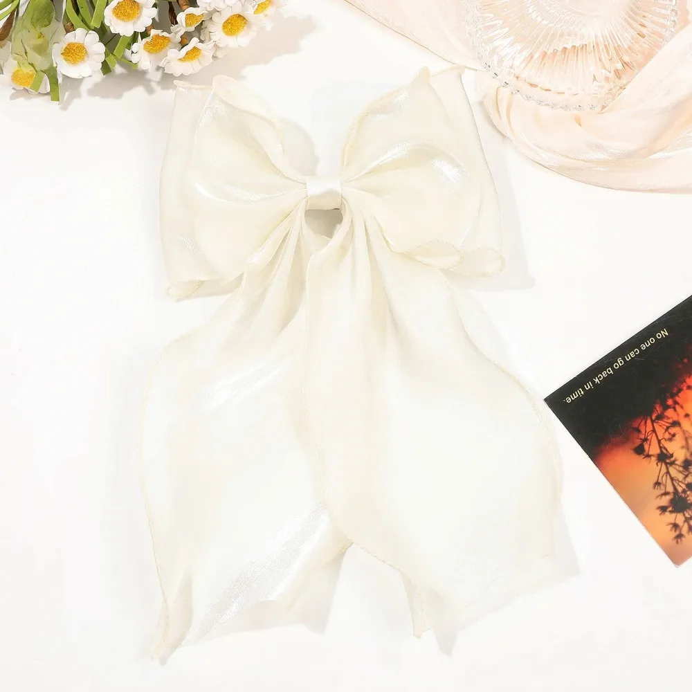 Pink Purple Chiffon Bow Hair Clip Women Large Bowknot Stain Hairpin Barrettes Girls Ponytail Clip Hair Accessories Headwear Gift
