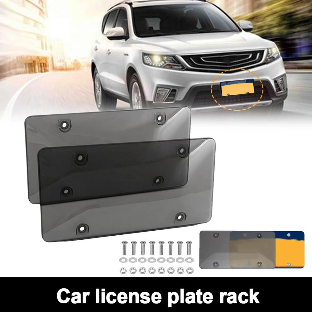 2Pcs Car License Plate Frame Cover Shield License Plate Protector Cover Shell  ABS Clear Plastic For US/MX/CA Compatibility