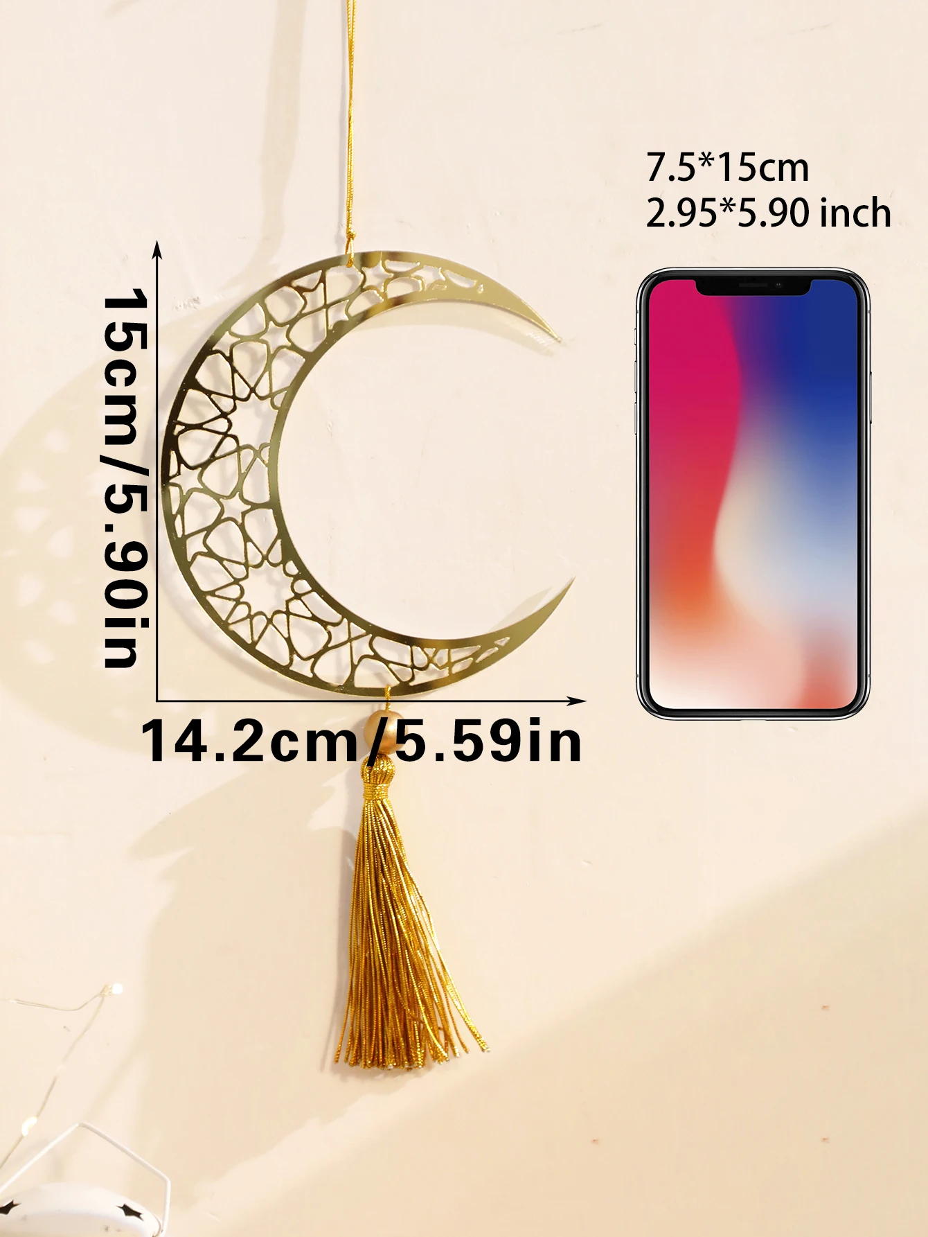 1/3Pcs Acrylic Ramadan Hanging Ornaments With Tassels ,Eid Mubarak muslim decor Ramadan Kareem，Gold Moon Ornaments Crafts Gift