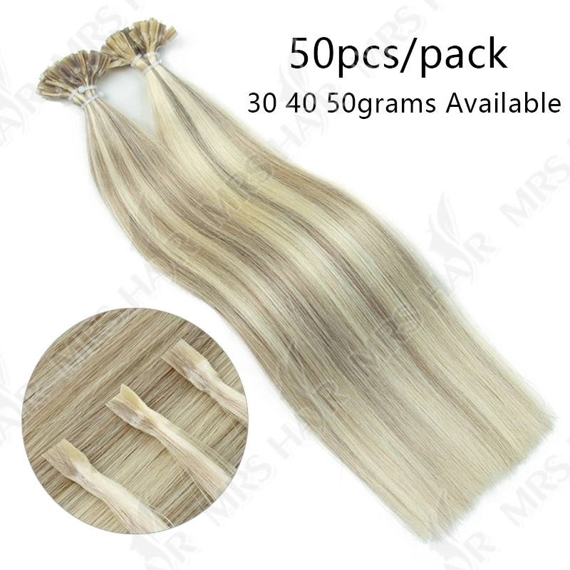 Estensioni dei capelli con punta K Capelli umani alla cheratina Estensione dei capelli con fusione a caldo Macchina per colla alla cheratina Remy 12-24 pollici Punta U T/Punta piatta/Punta I