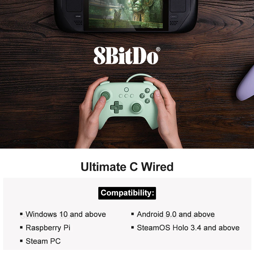 8bitdo mando de juegos con cable C Ultimate para PC, Windows 10, 11, Steam PC, Raspberry Pi, Android