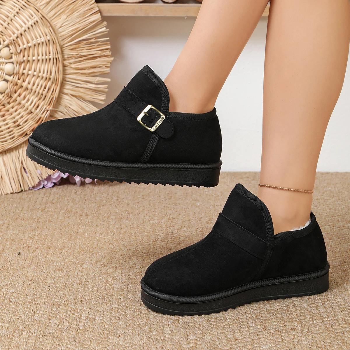 Women Suede Short Snow Boots M - Anti Loop Rubber 评论和价格