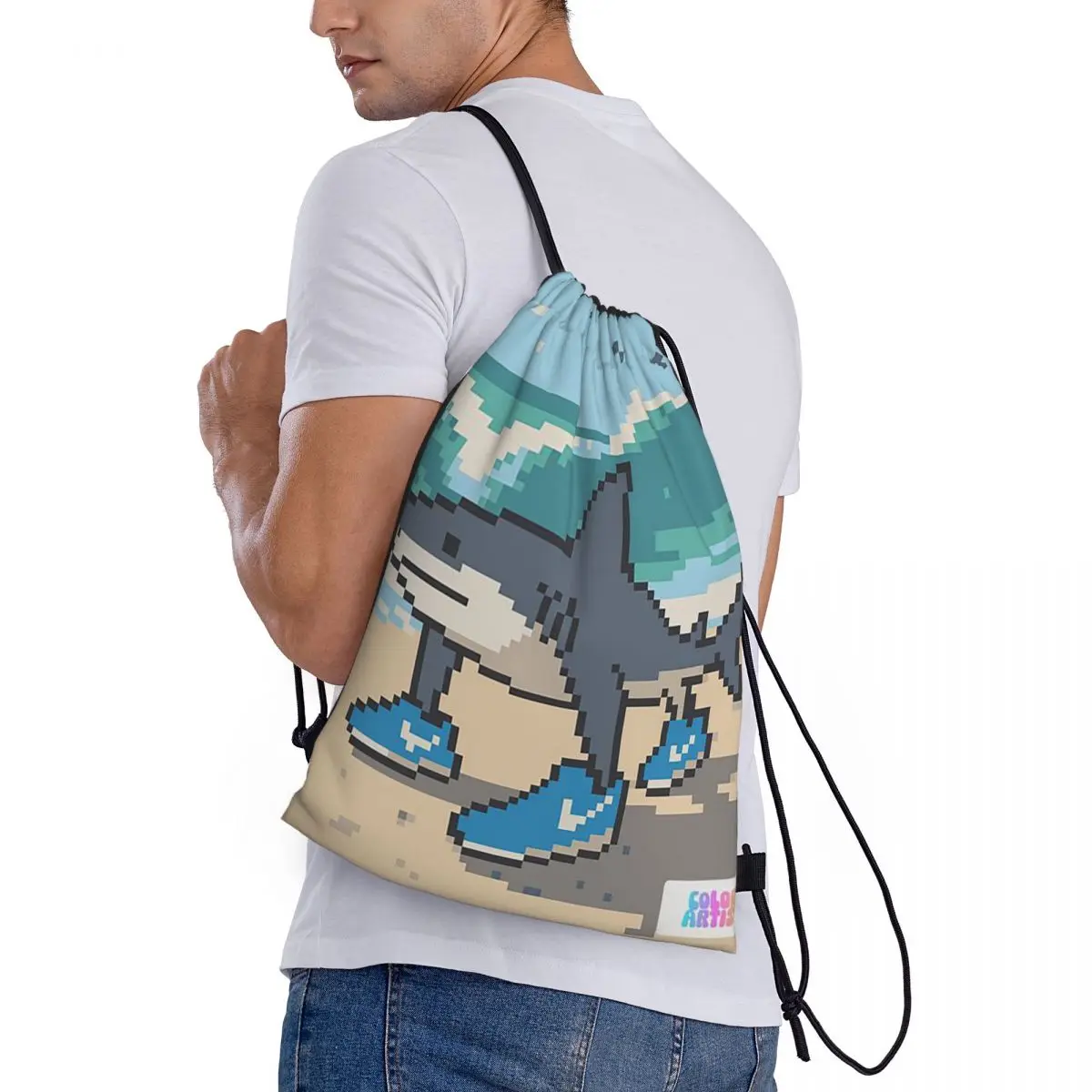 

Tralalero Tralala Funny Shark Meme Italian Brainrot Backpacks Portable Drawstring Bags Sports Bag Book Bags for Travel Students