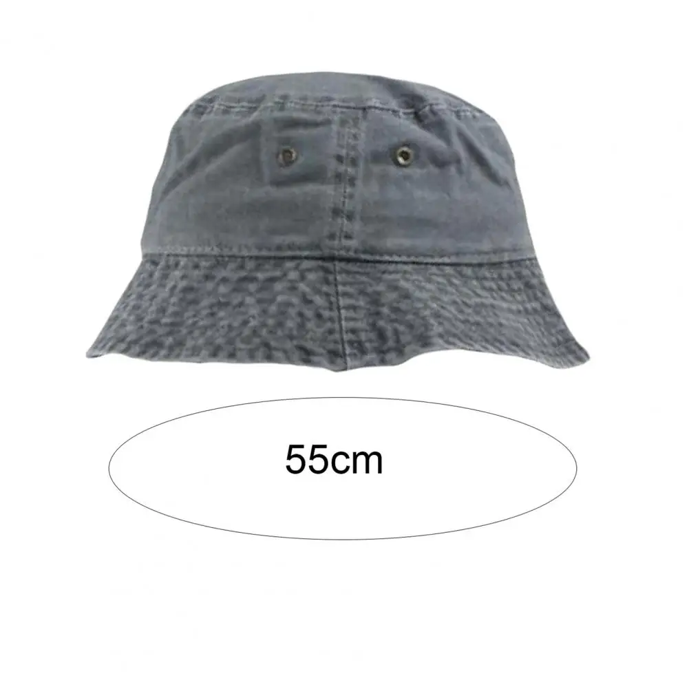 Fisherman Hat Washed Denim Fishing Cap Solid Color Foldable  Stylish Fashion Men Women Bucket Cap Sun Hat