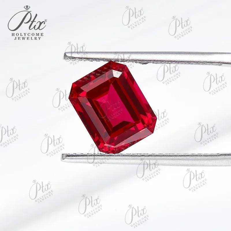 Lab Grown Ruby Emerald Cut Various Sizes Pigeon Blood Red Loose Gemstone Beads For DIY Jewelry Making With AGL Certificate