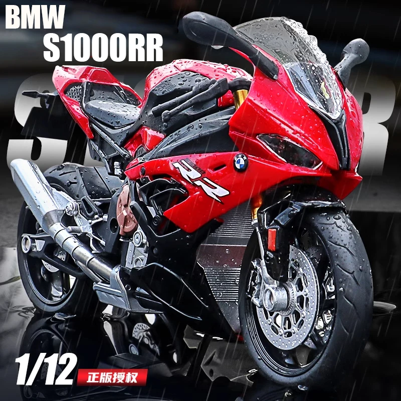 

LICENSED 1:12 BMW S1000RR Alloy Motorcycle Simulation Suspension Premium Model Pull Back Kid Toys Birthday Gift Hobby Collect Re