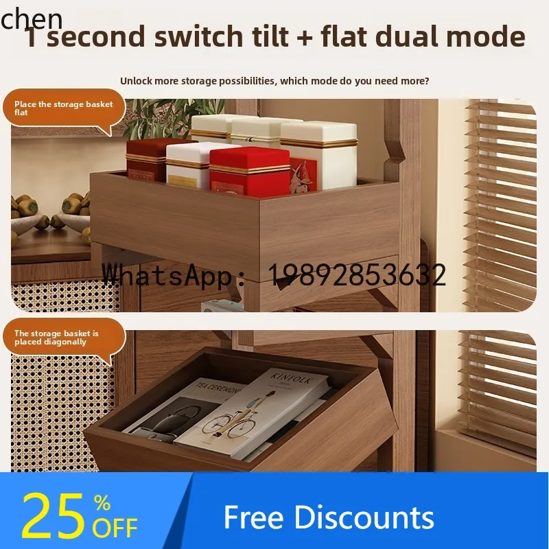 

Movable Shelf Living Room Cart Storage Rack Multi-layer Finishing Rack Solid Wood