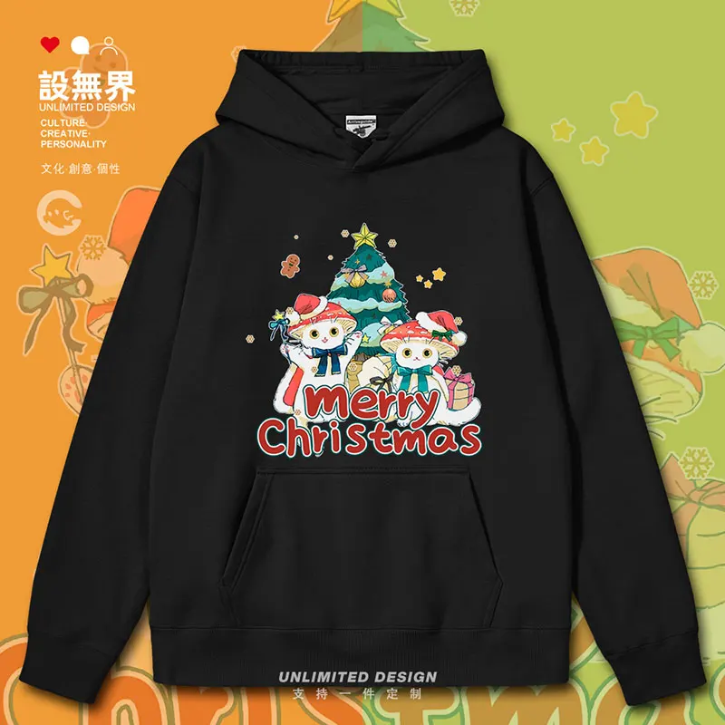 Japanese cartoons celebrating Christmas, cats fun and fresh mens hoodies sports new sweatshirt jerseys clothes autumn winter