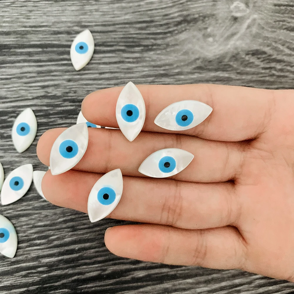 Blue Turky Evil Eye Shell Pendant Natural Mother of Pearl Charms for Jewelry Making DIY Necklace Earring Handcrafted Accessories