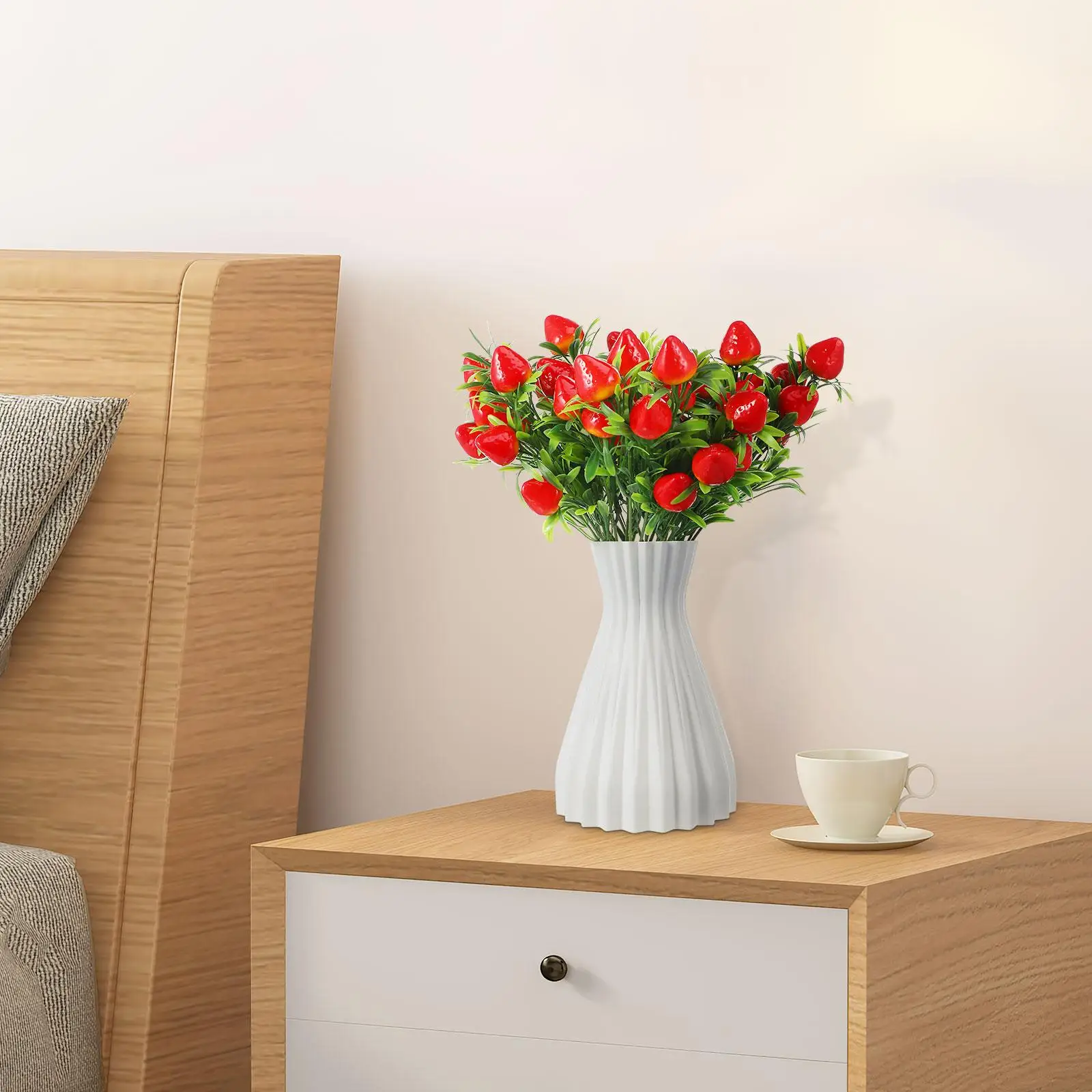 3 Pcs Outdoor Simulation Strawberry Bouquet Miss Strawberries Table Decoration Branch Pvc Dining Room