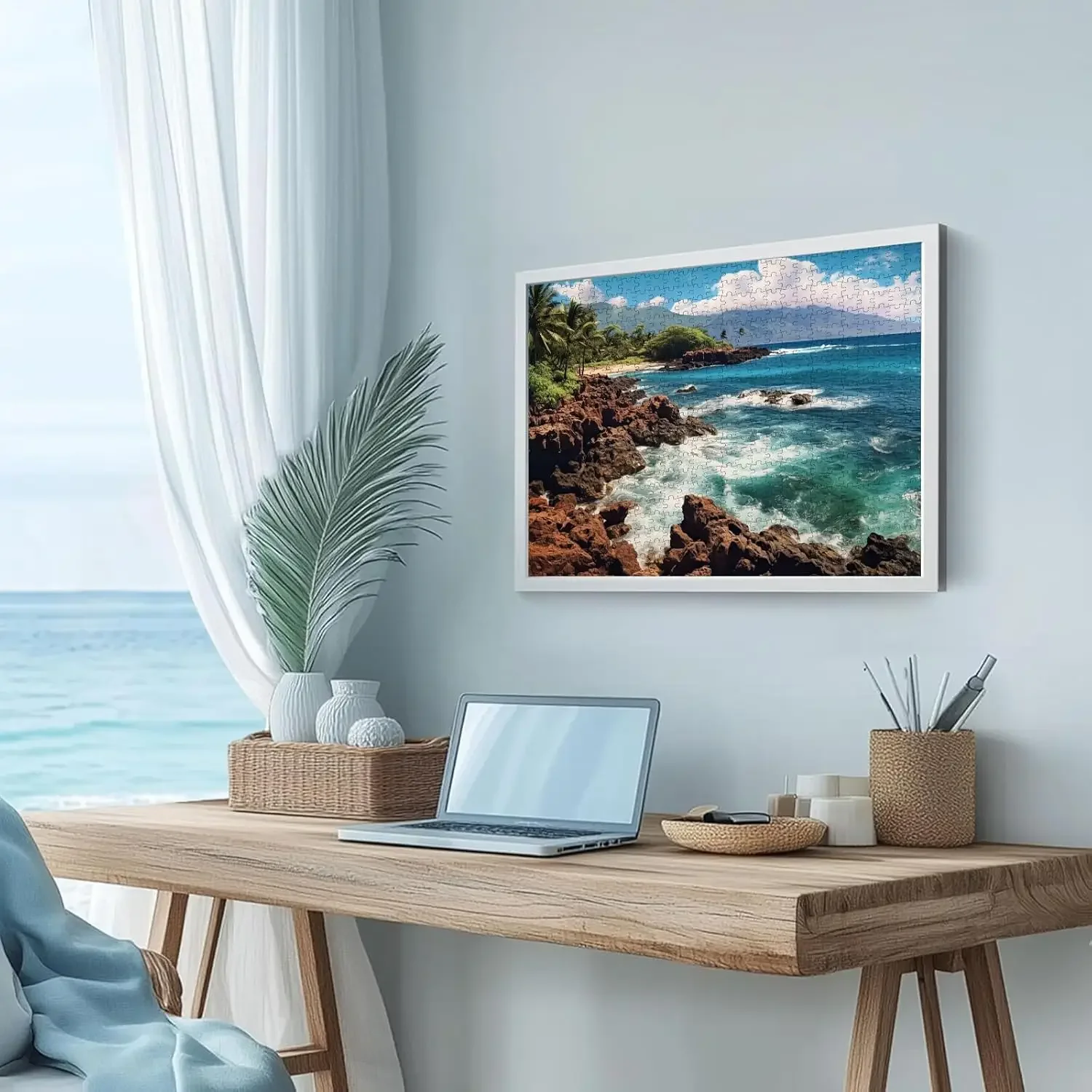 1314/520/300/120 Pieces Beach Scene Jigsaw Puzzles for Adults Home Decor Games Family Landscape Puzzles Educational Toys