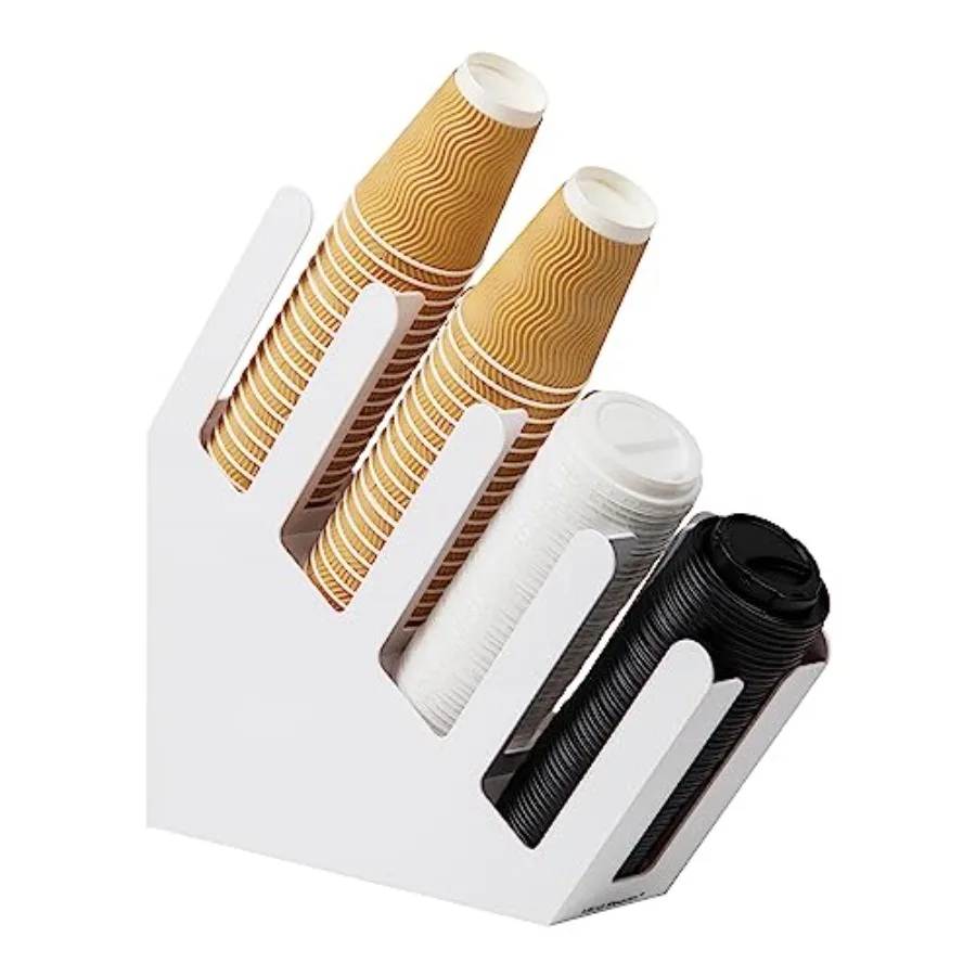 

Cup and Lid Dispenser Countertop Org Coffee Bar Beverage Cup Kitchen Breakroom 4"L x 18"W x 16"H White