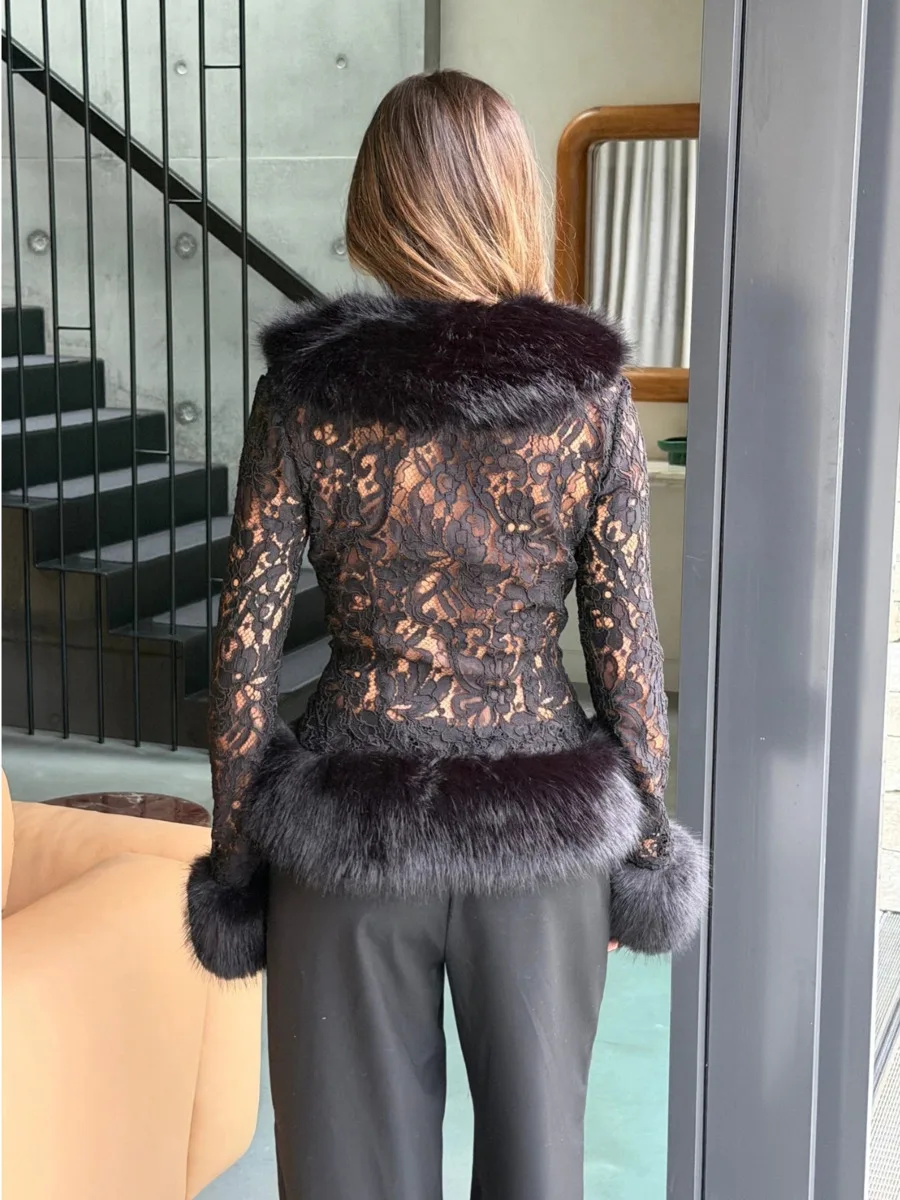 DFDG Women V Neck Open Front Faux Fur Coat Sleeveless Cropped Plush Gilet Autumn Winter Fashion Layering Waistcoat Casual Layer view 2