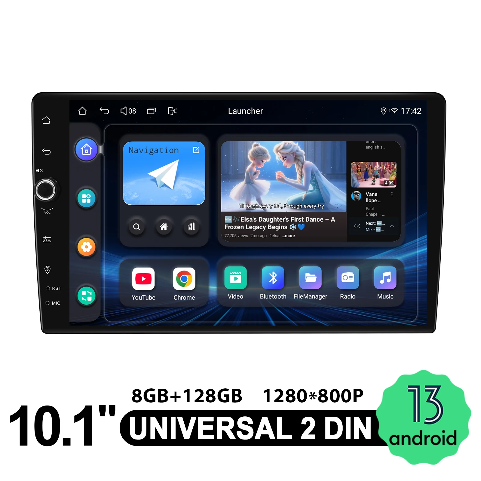 JOYING Large 10.1 Inch Car Radio Stereo with Physical Volume Knob Bluetooth Multimedia MP5 Player Carplay&Android Auto FM/RDS
