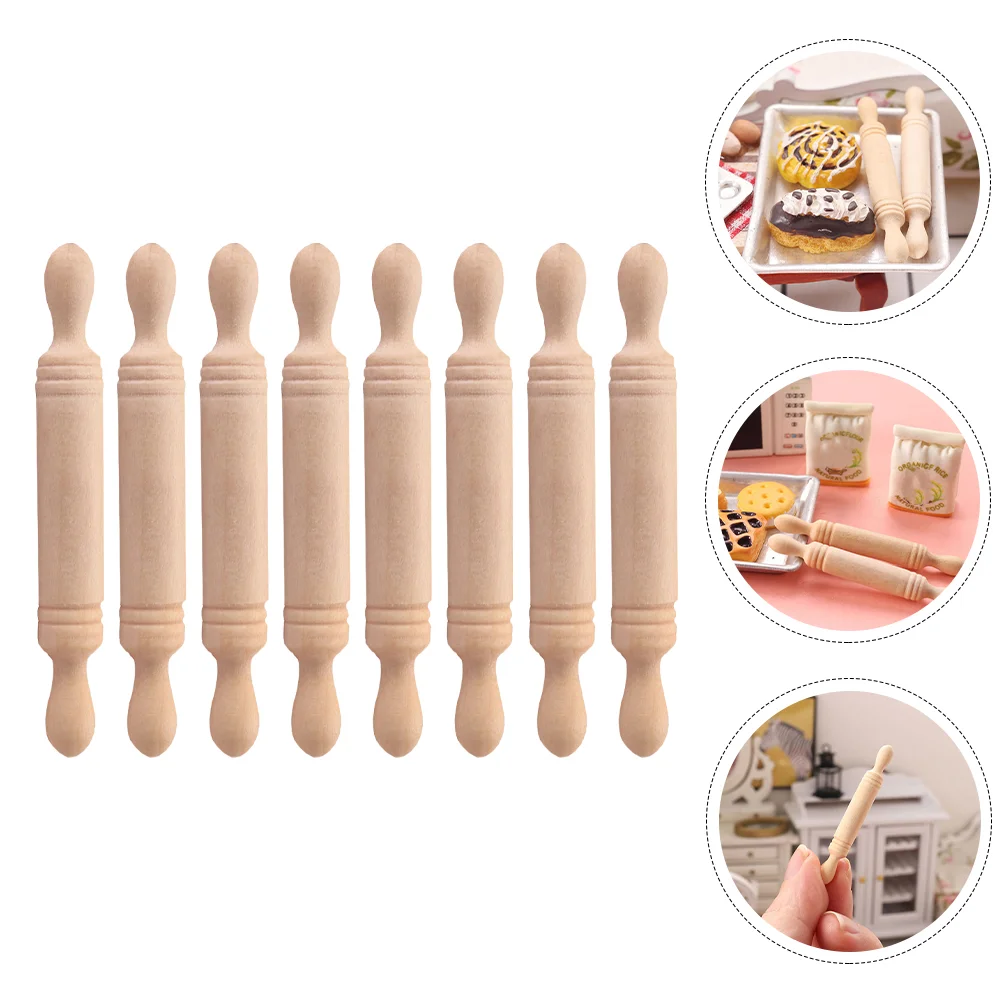 Mini anciers roulant Shiwan pour enfants, jouet de décoration de maison, jouer, petits outils de cuisine pour enfants, accessoires photo en bois, maison, F2, 8 pièces