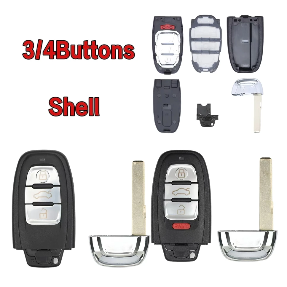Jingxin 3/4-Tasten Smart Remote Schlüsselgehäuse für Audi A4l A3 A4 A5 A6 A8 Quattro Q5 Q7 A6 A8 Ersatz-Autoschlüsselgehäuse – Detail 1