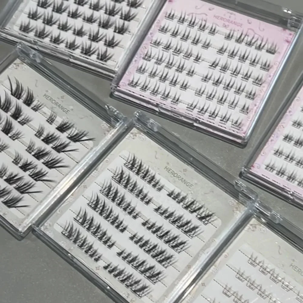 6 Rows Sunflower False Eyelashes Glue Free Natural Soft Curled Segmented Manga Fake Eyelash Extension DIY Makeup Tools