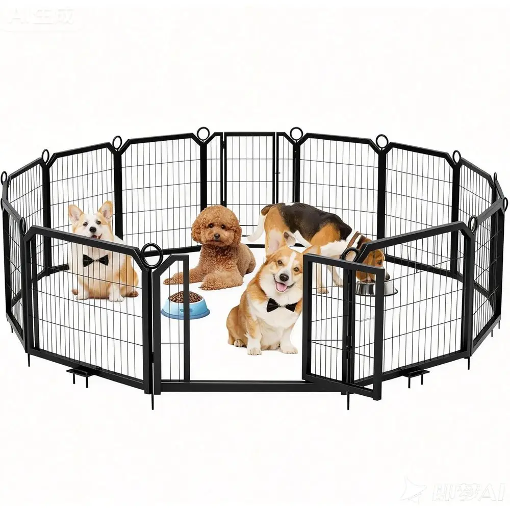 

24 Steel Angled Puppy Playpen, 16-Panel Dog Pen for Indoor/Outdoor Use, Suitable for Small Dogs and Puppies