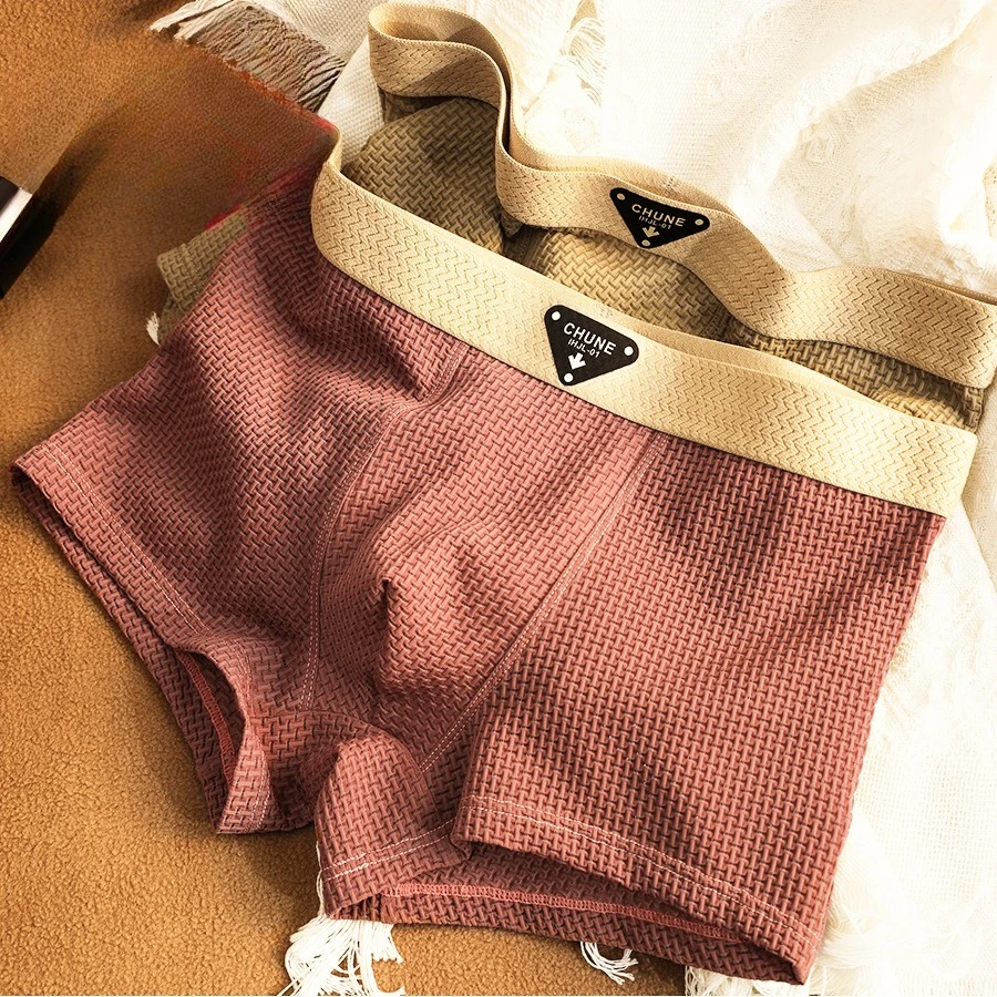 

3 Pieces New Arrival Ice Silk Mens Boxers Solid Color Mid Rise Big Size Breathable Underwear
