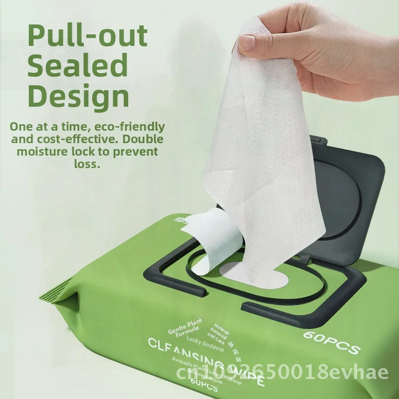 Salviette struccanti al gusto di avocado Rimozione portatile per occhi e labbra Tessuto non tessuto monouso per la pulizia del viso delicato sulla pelle