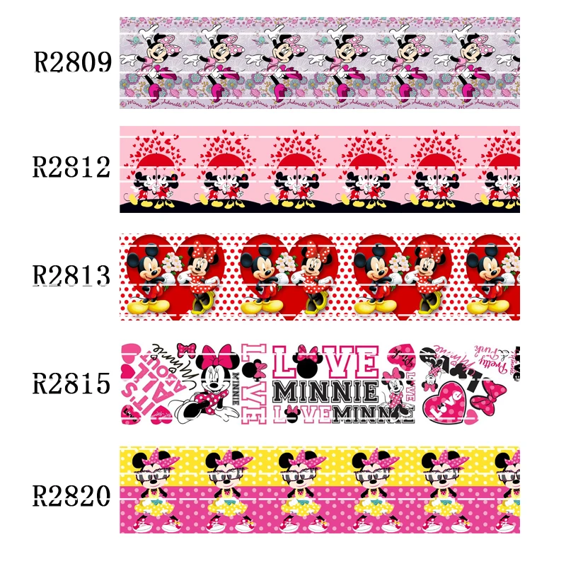 50 yard Cartoon character 7/8inch printed Minnie mouse grosgrain ribbon DIY Hair Bow Decoration R2809