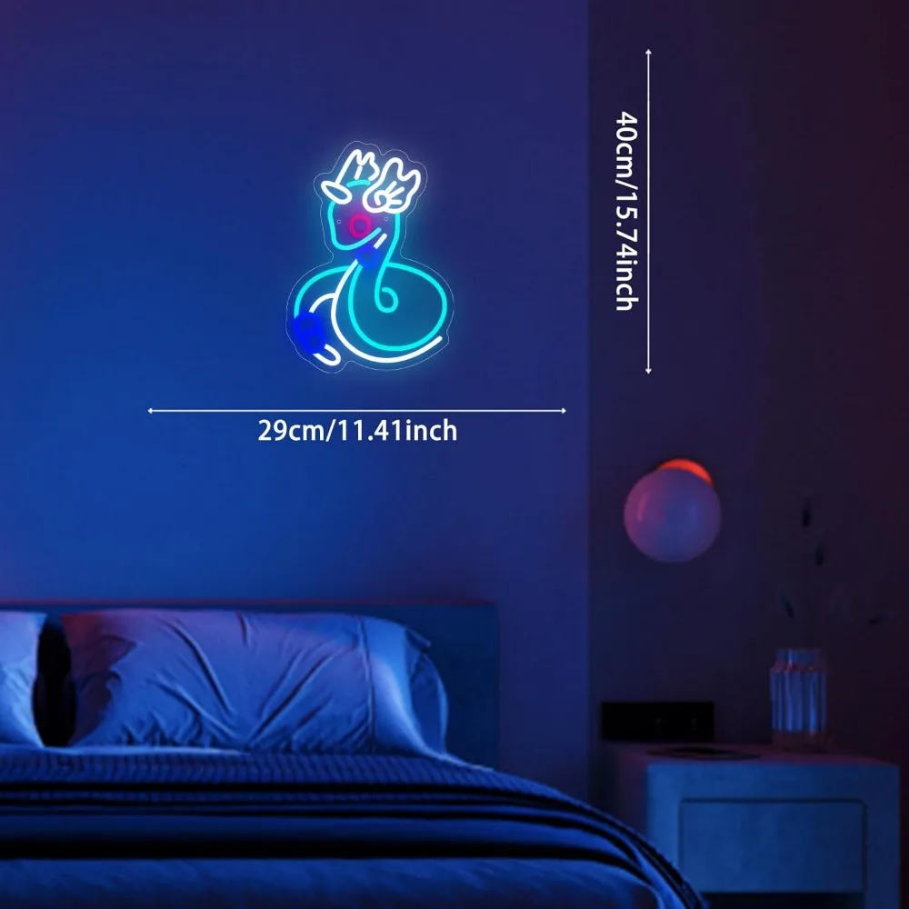 Cute Animal Shape LED Neon Light for Wall Dimmable Neon Sign USB Nursery Girls Room Bar Cafe Home Decor Pink Blue Art Light - view 2